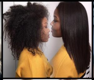 cheveux afro crépu ayantobtenu une TaninoTherapy lissage au tanin (taninotherapie)